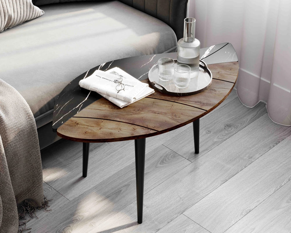 Журнальный стол с оригинальной столешницей в форме листа дерева. Магазин Мебель Град